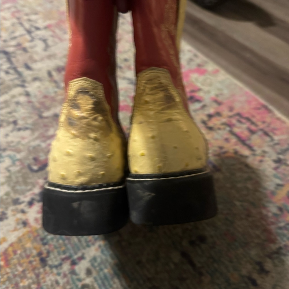 Women’s Western Boots - Yellow and Red - Picture 2 of 5